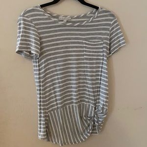 Von Maur gray and white striped top